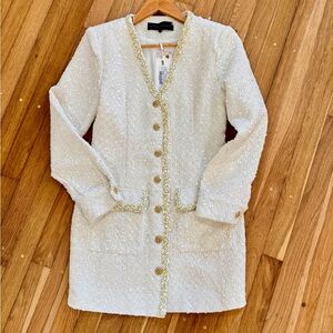 NWT endless rose Women's Trim Detail Tweed Dress Beige Size S